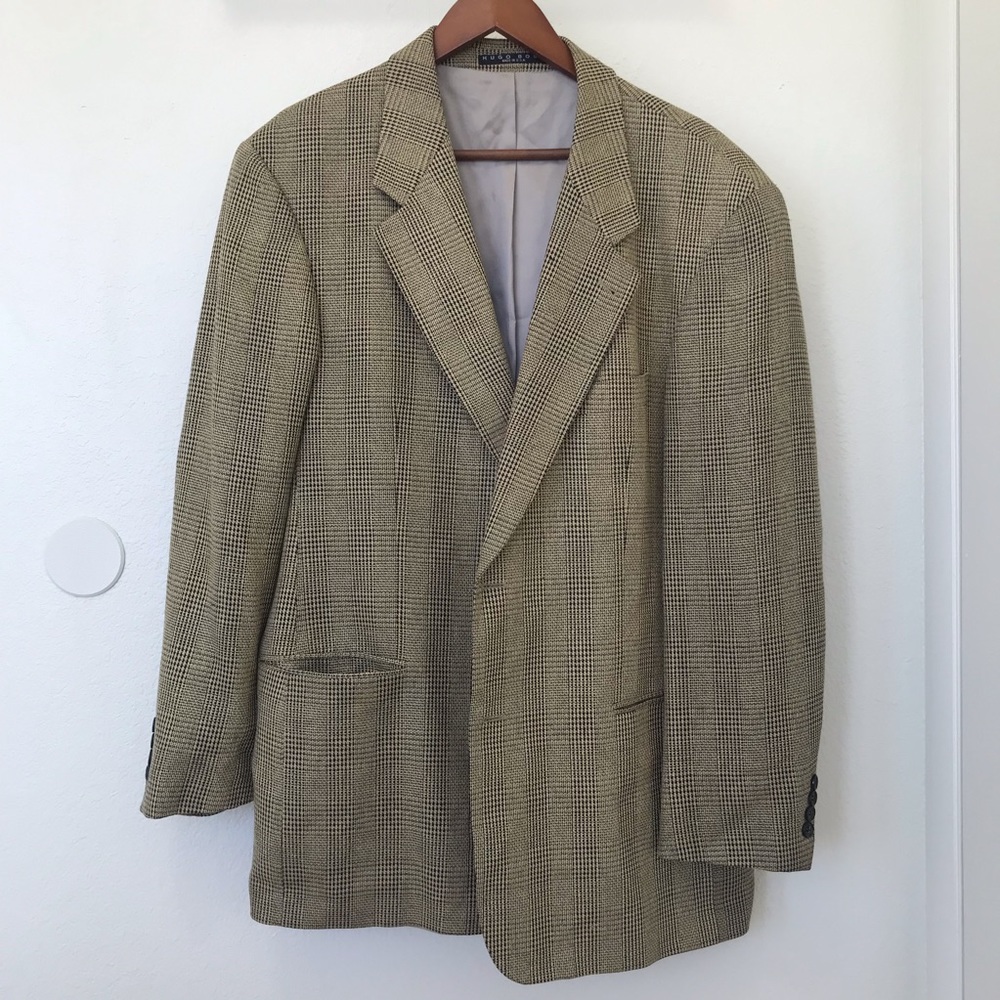 Hugo Boss Galilei houndstooth blazer silk wool blend 44R